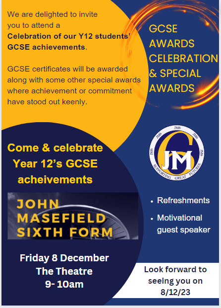 GCSE Awards Ceremony - Current Y12s - 8th December